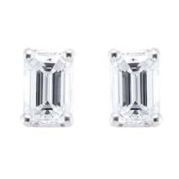 12153421 - Platinum 0.50ct Diamond Emerald Stud Earrings