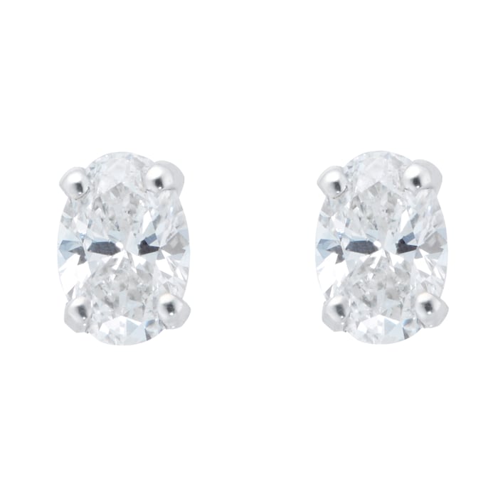 Goldsmiths Platinum 0.50ct Diamond Oval Stud Earrings