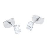 Goldsmiths Platinum 0.50ct Diamond Oval Stud Earrings