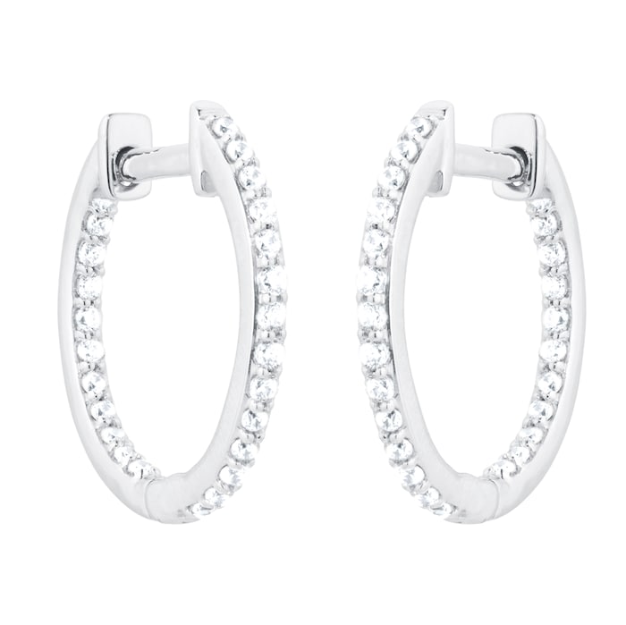 Goldsmiths 18ct White Gold 0.25cttw Diamond Round Hoop Earrings