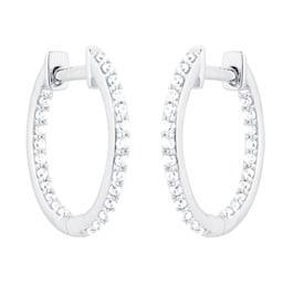 12153423 - 18ct White Gold 0.25cttw Diamond Round Hoop Earrings