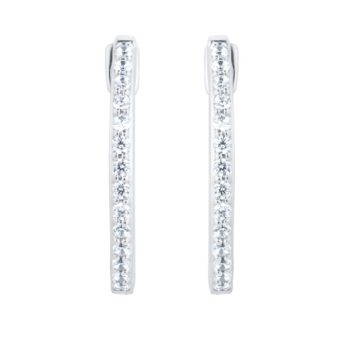 Goldsmiths 18ct White Gold 0.25cttw Diamond Round Hoop Earrings