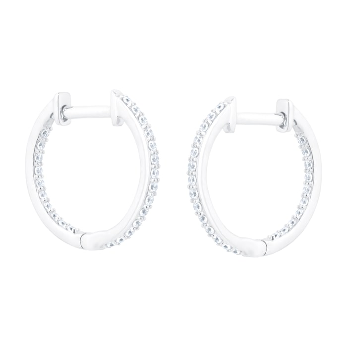 Goldsmiths 18ct White Gold 0.25cttw Diamond Round Hoop Earrings