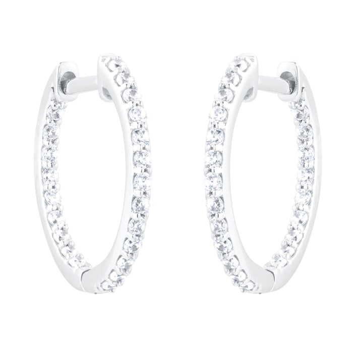 Goldsmiths 18ct White Gold 0.50cttw Diamond Round Hoop Earrings