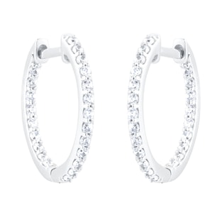 Goldsmiths 18ct White Gold 0.50cttw Diamond Round Hoop Earrings