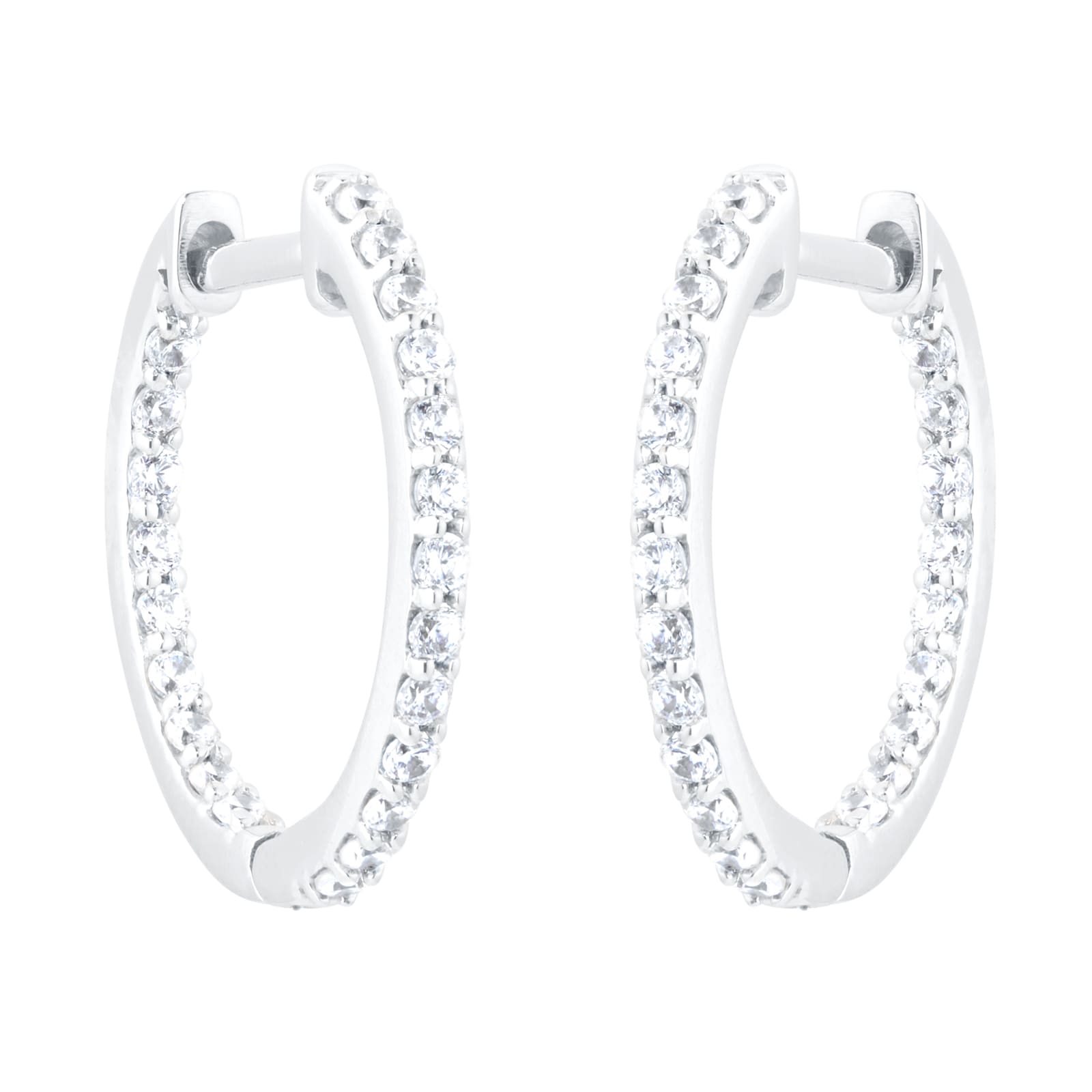 Goldsmiths 18ct White Gold 0.50cttw Diamond Round Hoop Earrings