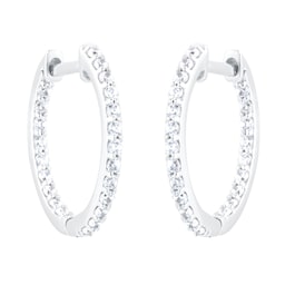 12153424 - 18ct White Gold 0.50cttw Diamond Round Hoop Earrings