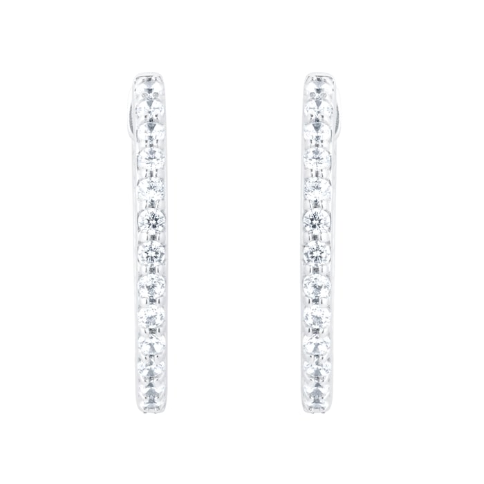 Goldsmiths 18ct White Gold 0.50cttw Diamond Round Hoop Earrings