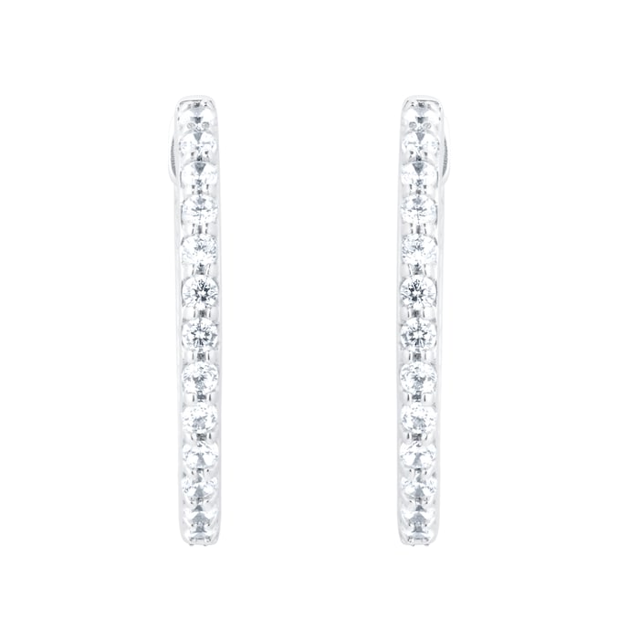 Goldsmiths 18ct White Gold 0.50cttw Diamond Round Hoop Earrings