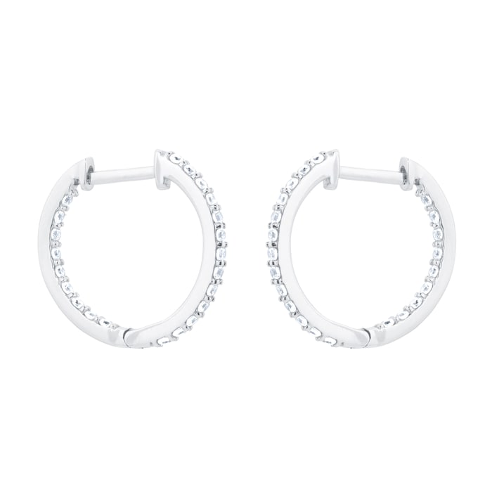 Goldsmiths 18ct White Gold 0.50cttw Diamond Round Hoop Earrings