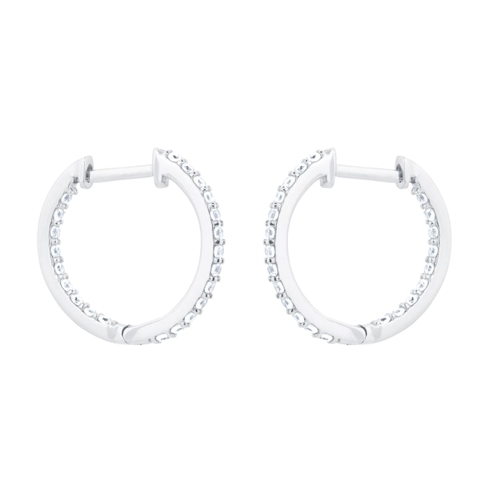 Goldsmiths 18ct White Gold 0.50cttw Diamond Round Hoop Earrings