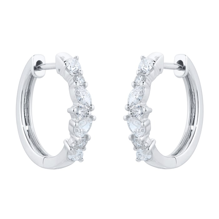 Goldsmiths 18ct White Gold 0.37cttw Diamond Mixed Cut Huggie Earrings