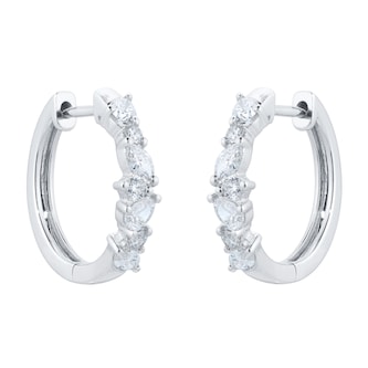 Goldsmiths 18ct White Gold 0.37cttw Diamond Mixed Cut Huggie Earrings
