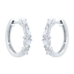 12153425 - 18ct White Gold 0.37cttw Diamond Mixed Cut Huggie Earrings