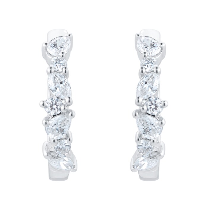 Goldsmiths 18ct White Gold 0.37cttw Diamond Mixed Cut Huggie Earrings