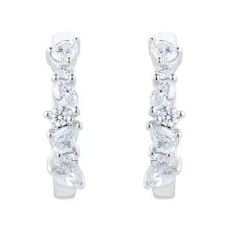 Goldsmiths 18ct White Gold 0.37cttw Diamond Mixed Cut Huggie Earrings Goldsmiths 18ct White Gold 0.37cttw Diamond Mixed Cut Huggie Earrings