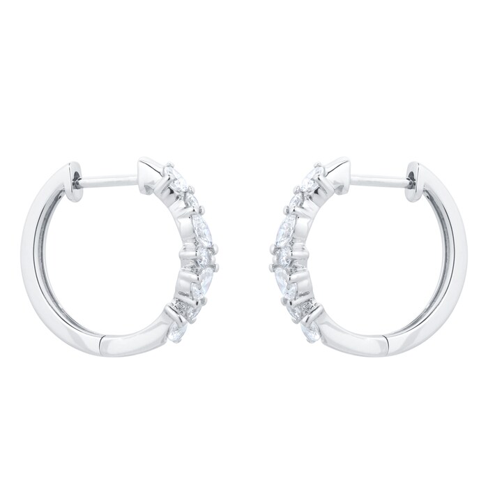 Goldsmiths 18ct White Gold 0.37cttw Diamond Mixed Cut Huggie Earrings