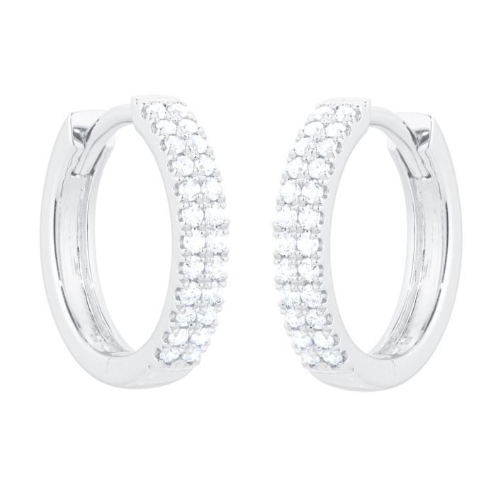 Goldsmiths 18ct White Gold 0.25cttw Diamond Double Row Hoop Earrings