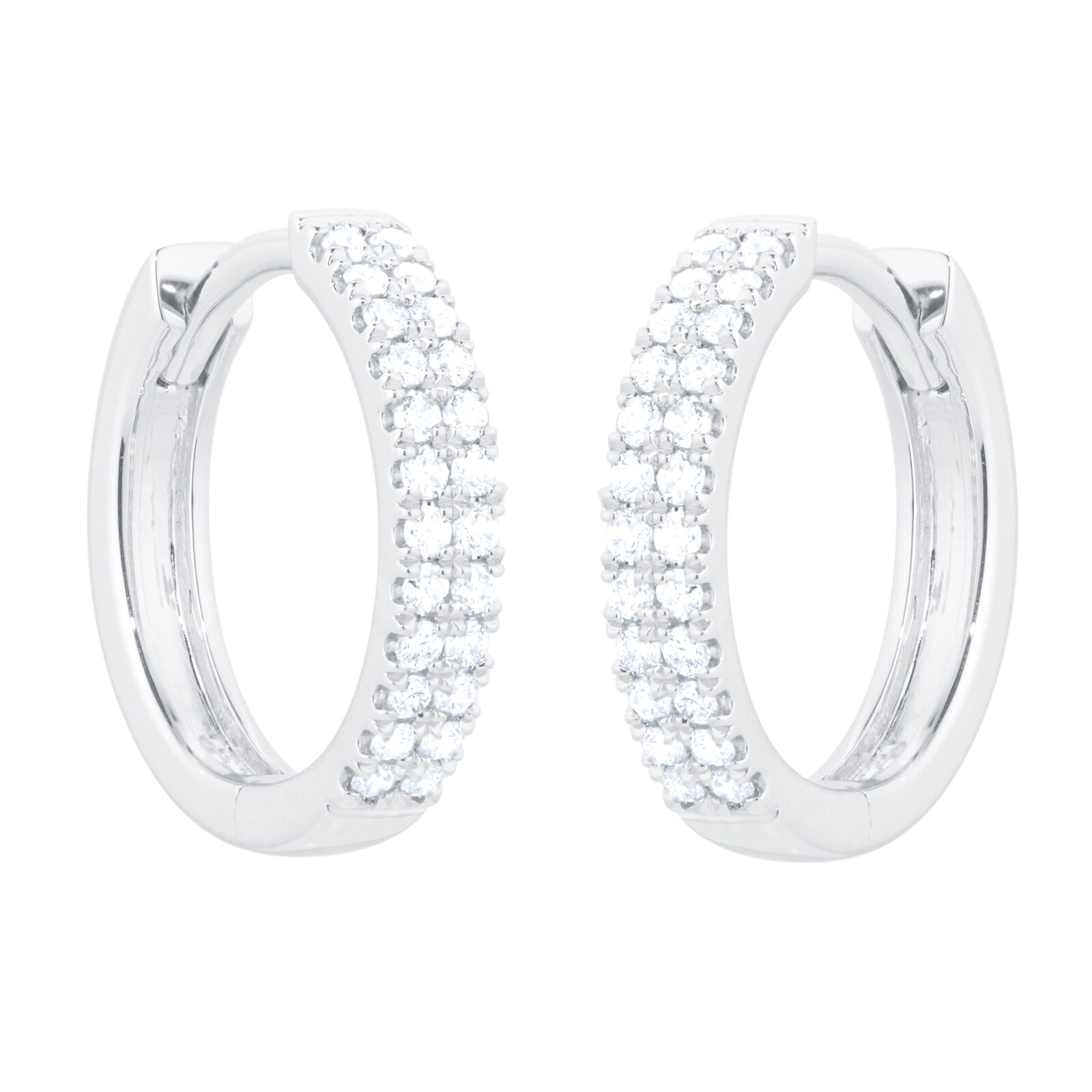 Goldsmiths 18ct White Gold 0.25cttw Diamond Double Row Hoop Earrings Goldsmiths 18ct White Gold 0.25cttw Diamond Double Row Hoop Earrings