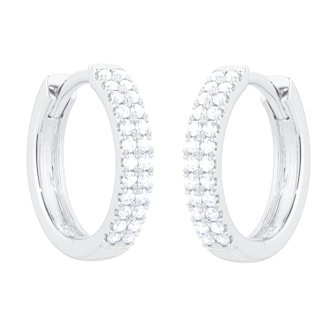 Goldsmiths 18ct White Gold 0.25cttw Diamond Double Row Hoop Earrings