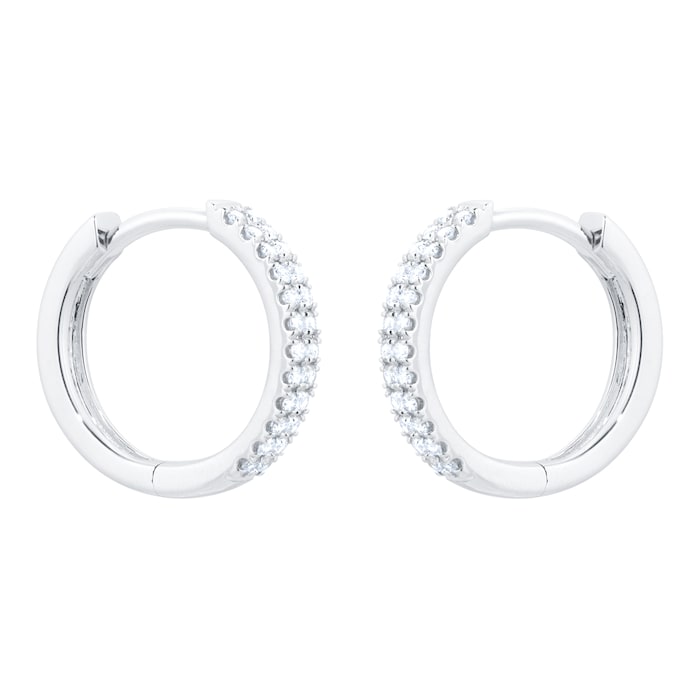 Goldsmiths 18ct White Gold 0.25cttw Diamond Double Row Hoop Earrings