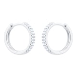 Goldsmiths 18ct White Gold 0.25cttw Diamond Double Row Hoop Earrings