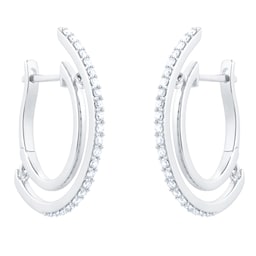 12153427 - 18ct White Gold 0.50cttw Diamond Dancing Hoop Earrings
