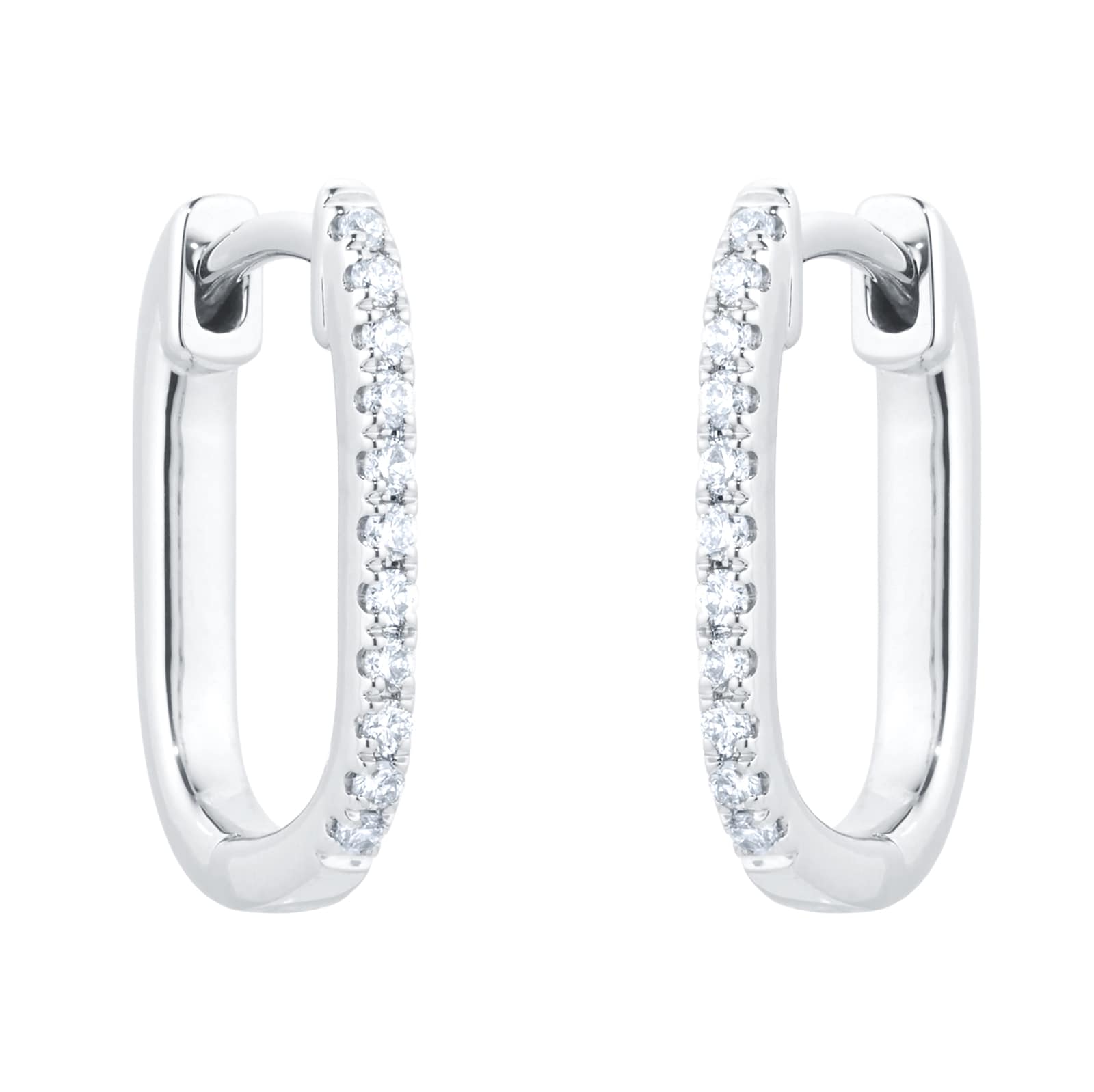 Diamond oval sale hoop earrings