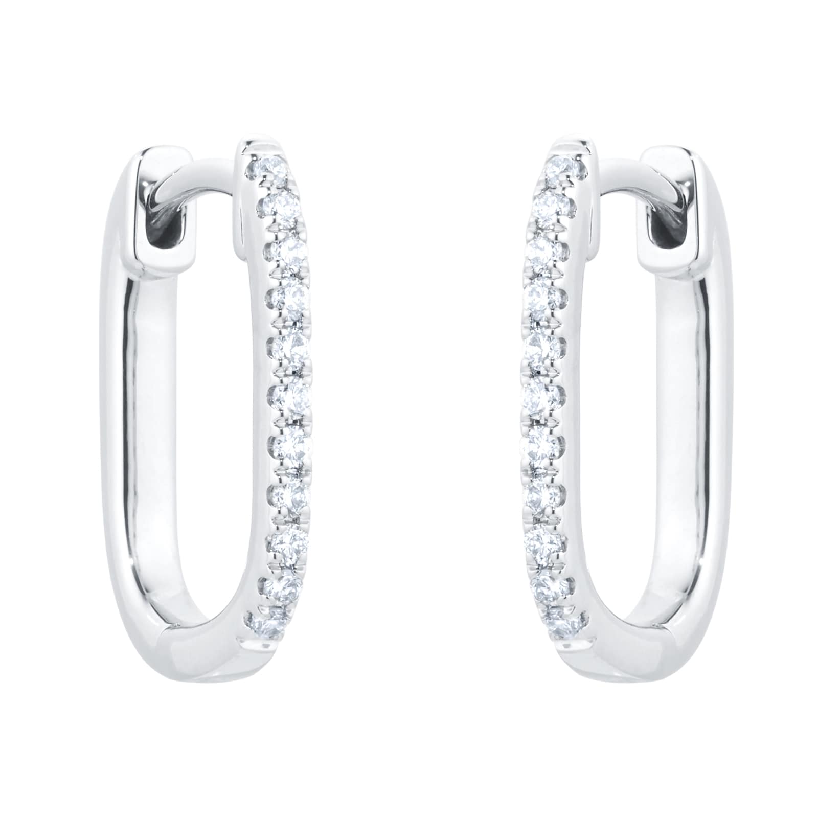 Goldsmiths 9ct White Gold 0.15cttw Diamond Oval Hoop Earrings