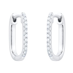 Goldsmiths 9ct White Gold 0.15cttw Diamond Oval Hoop Earrings