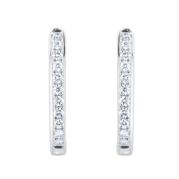 Goldsmiths 9ct White Gold 0.15cttw Diamond Oval Hoop Earrings