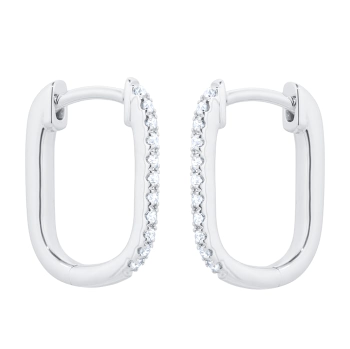 Goldsmiths 9ct White Gold 0.15cttw Diamond Oval Hoop Earrings