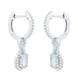 Goldsmiths 18ct White Gold 0.30cttw Diamond Twist Aquamarine Hoop Earrings