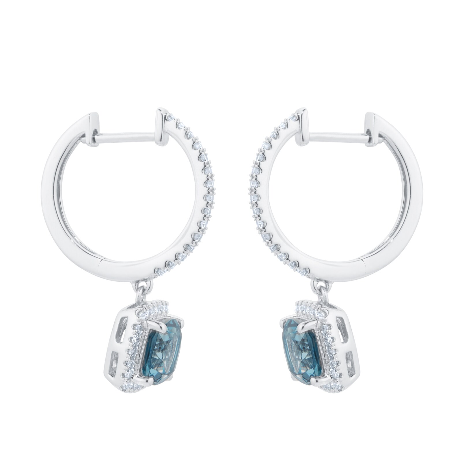 Goldsmiths 18ct White Gold 0.43cttw Diamond Halo London Blue Topaz Hoop Earrings