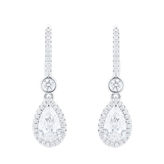 Mappin & Webb 18ct White Gold 2.29cttw Pear Cut Drop Earrings
