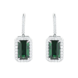 Mappin & Webb 18ct White Gold Green Tourmaline & Diamond Earrings
