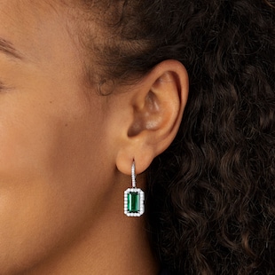 Mappin & Webb 18ct White Gold Green Tourmaline & Diamond Earrings