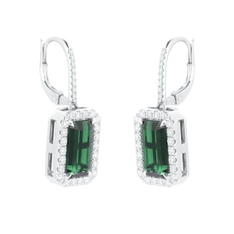 Mappin & Webb 18ct White Gold Green Tourmaline & Diamond Earrings