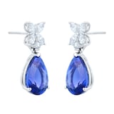 Mappin & Webb Platinum Pear Cut Tanzanite & Marquise Cut Diamond Earrings