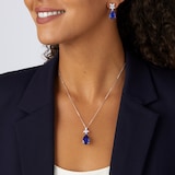 Mappin & Webb Platinum Pear Cut Tanzanite & Marquise Cut Diamond Earrings