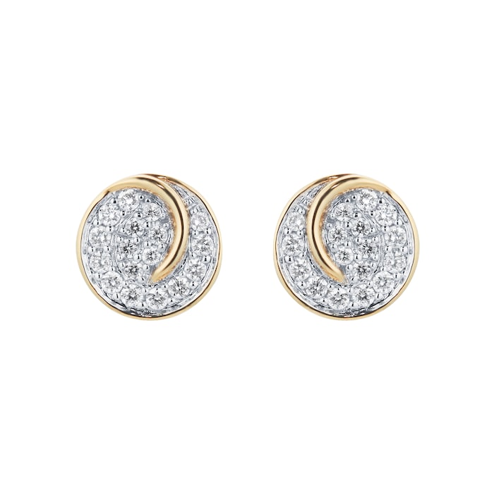 Goldsmiths 18ct Yellow Gold 0.30cttw Diamond Circle Stud Earrings