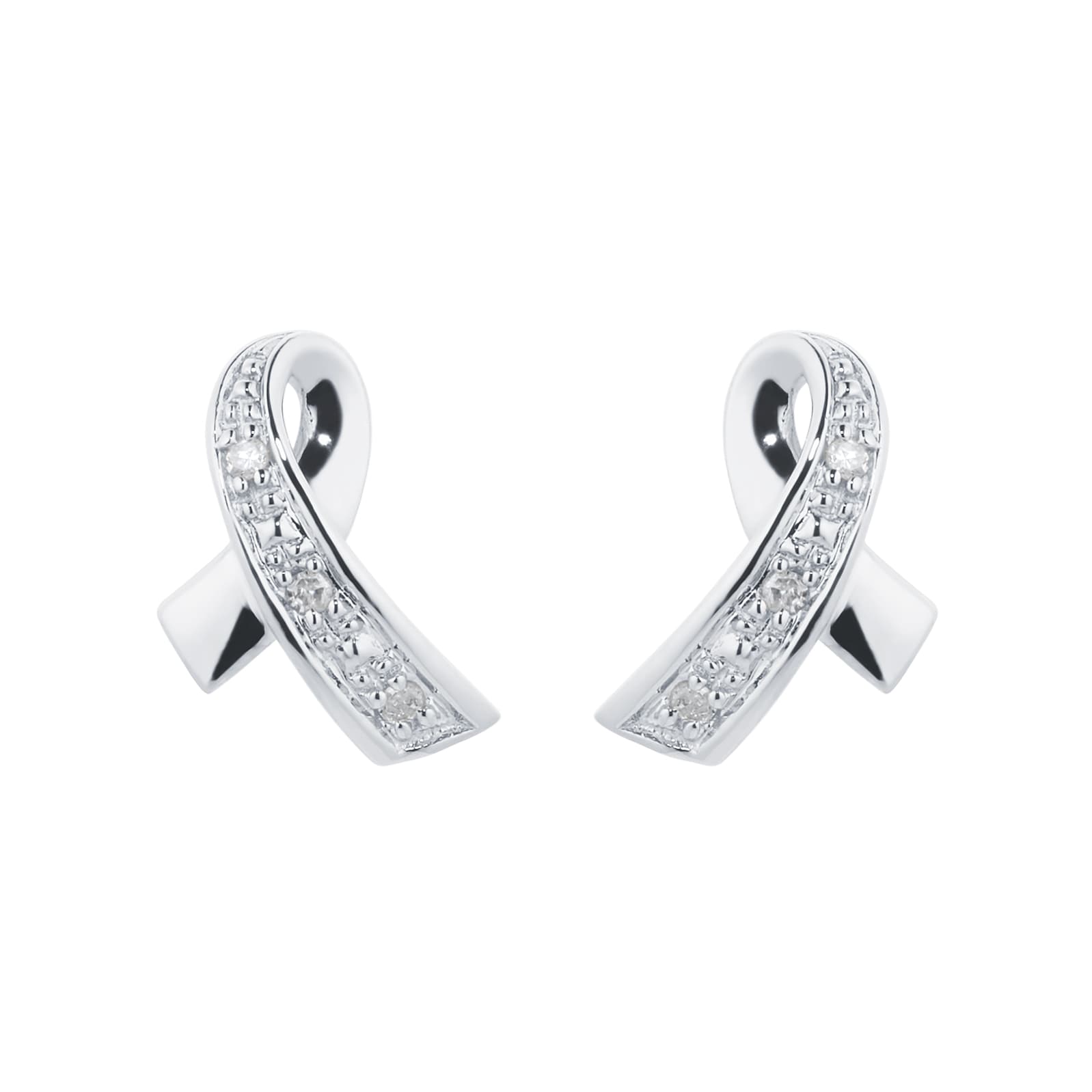 Goldsmiths 9ct White Gold 0.02cttw Diamond Kiss Stud Earrings Goldsmiths 9ct White Gold 0.02cttw Diamond Kiss Stud Earrings