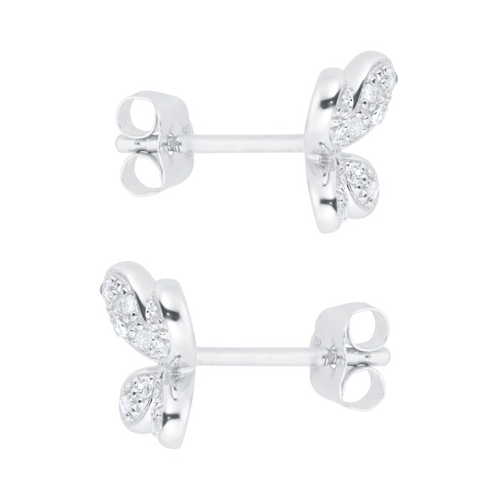 Goldsmiths 9ct White Gold 0.10cttw Diamond Butterfly Stud Earrings