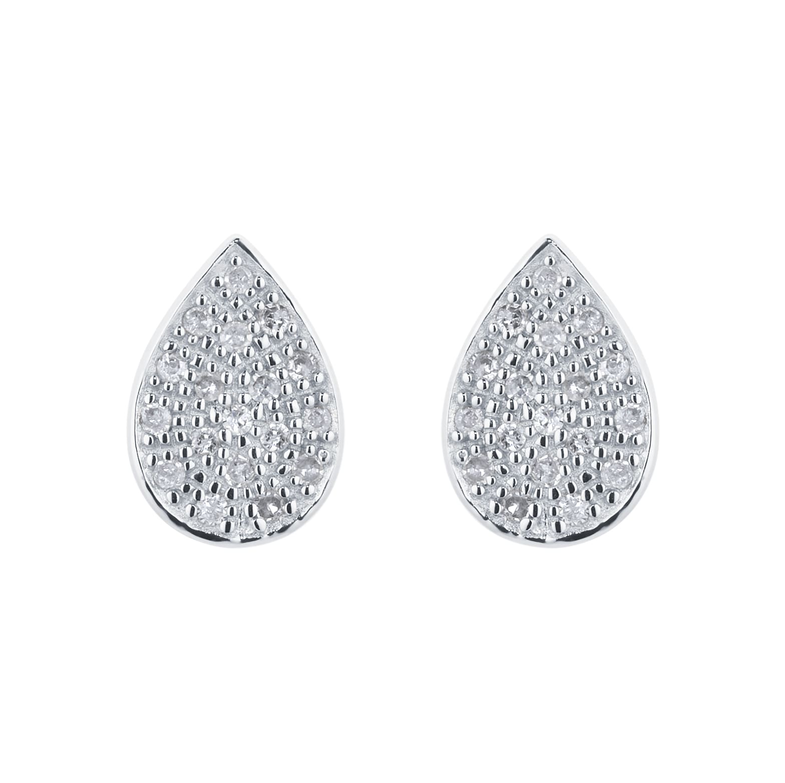 9ct White Gold 0.15cttw Diamond Teardrop Stud Earrings