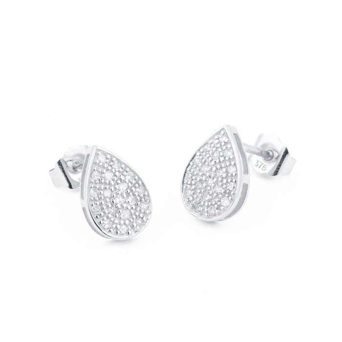 Goldsmiths 9ct White Gold 0.15cttw Diamond Teardrop Stud Earrings