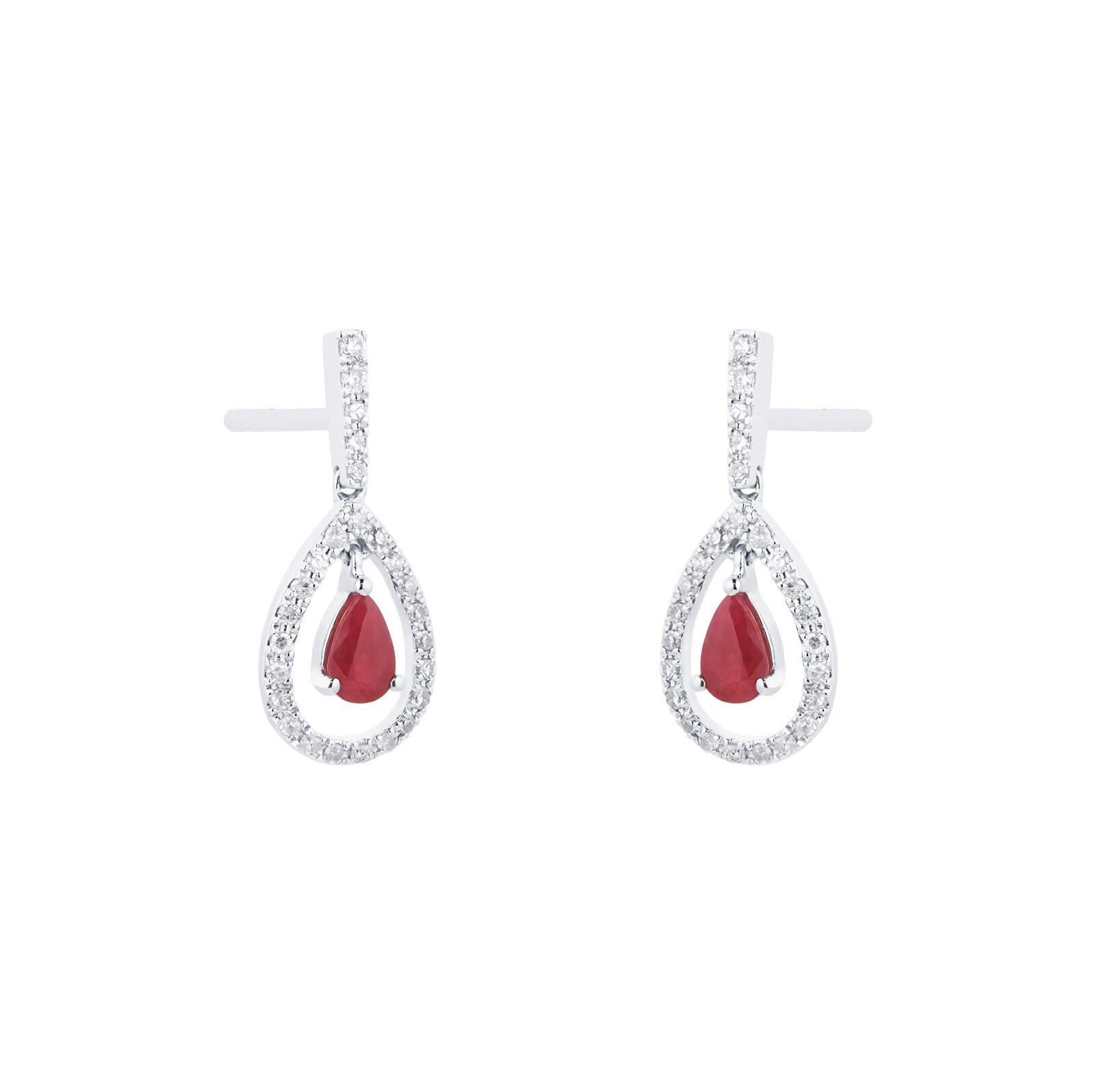 18ct White Gold Ruby & 0.20cttw Diamond Earrings