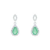 Goldsmiths 18ct White Gold Emerald & 0.12cttw Diamond Earrings