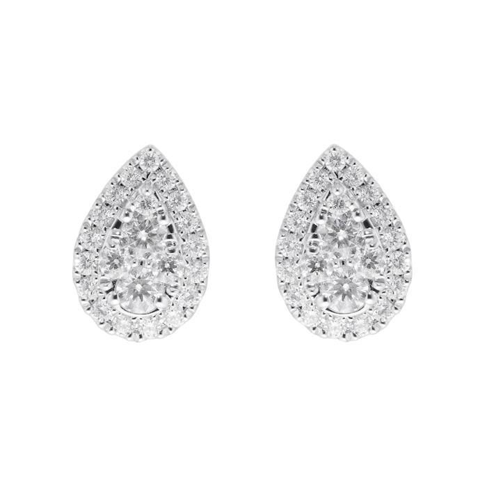 Goldsmiths 9ct White Gold 0.50ct Diamond Pear Cluster Stud Earrings