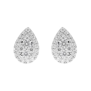 Goldsmiths 9ct White Gold 0.50ct Diamond Pear Cluster Stud Earrings