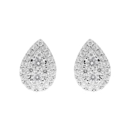 12153473 - 9ct White Gold 0.50ct Diamond Pear Cluster Stud Earrings